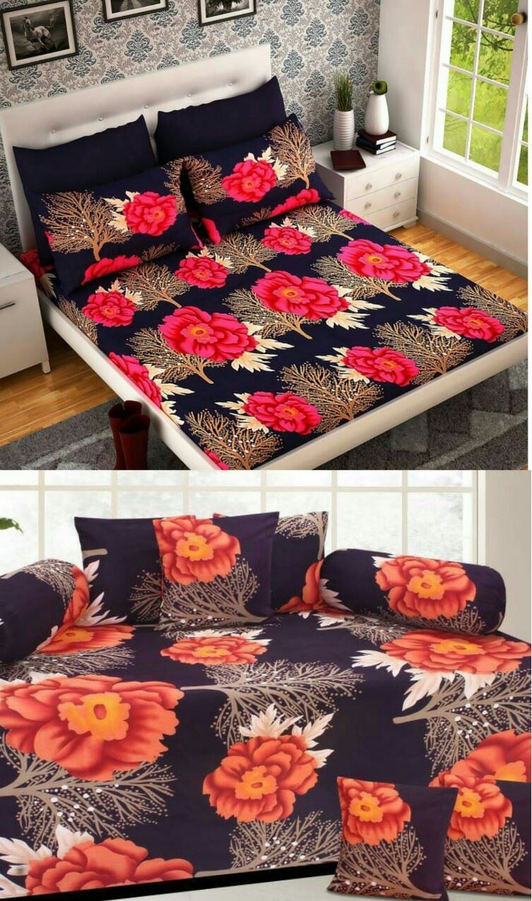 Alfa Store. "Originals Combo"Glace Cotton Bedsheet Diwan Set*