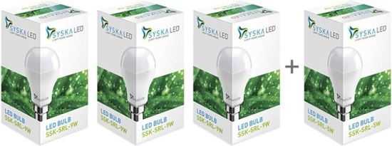Picture of Syska Led Light 9W Pack of 3 With Free 5W LED  (White, Pack of 3)