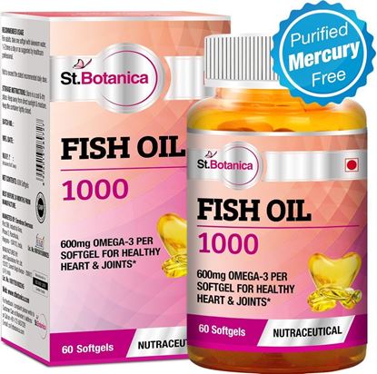 Picture of St.Botanica Fish Oil 1000 mg (Double Strength) with 600 mg Omega 3 (330mg EPA, 220mg DHA) - 60 Softgels