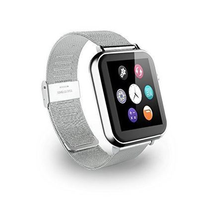 Picture of Smart Watch Phone (Silver) with Bluetooth V3.0/G-Sensor/ Camera/Sleep Monitoring/Sedentary Reminder SIM Card & TF Slot/Call SMS Sync Feature Compatible for verykool SL5000 Quantum
