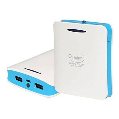 Picture of QHMPL Power Bank Qhm 10400 mAh Powerbank 2 USB Port (White & Sky Blue)