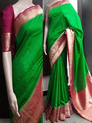 Picture of silk saree green colour
