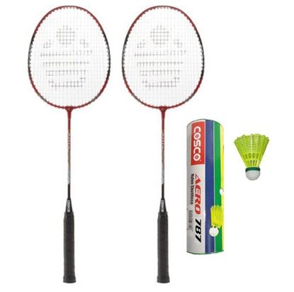 Picture of Cosco Cb-95 Badminton Racket Pair With Aero 787 Nylon Shuttle Cock