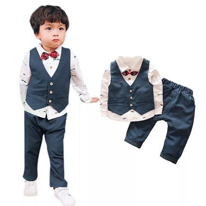 Picture of S K Mani 3 pieces party wear boys dress with bow