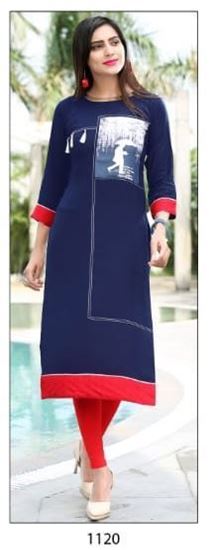 Picture of S K Mani Rayon Kurti BLUE