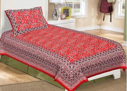 Picture of RAJWADA SINGLE BED SHEET (RED BLACK)