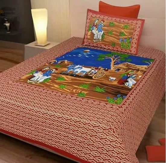 Picture of RAJWADA SINGLE BED SHEET(CHERY)