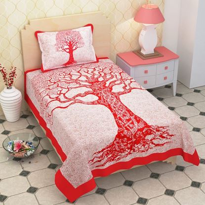 Picture of RAJWADA SINGLE BED SHEET(OFF RED)