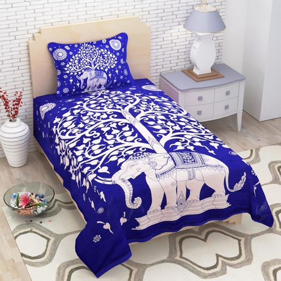 Picture of RAJWADA SINGLE BED SHEET (DARK BLUE)