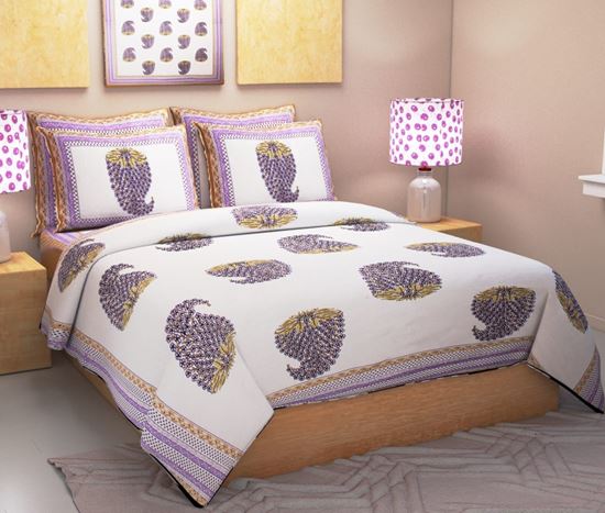 Picture of JAIPURI BED SHEET WHITE&BROWN 