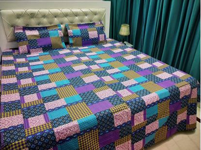 Picture of S K Mani Prints Double Bed Sheet  Multicolor 1