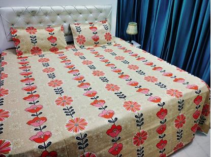 Picture of S K Mani Prints Double Bed Sheet  (OFF WHITE)