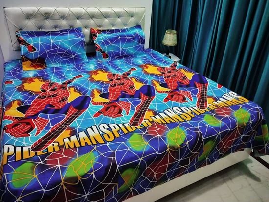 Picture of S K Mani Prints Double Bed Sheet Spiderman