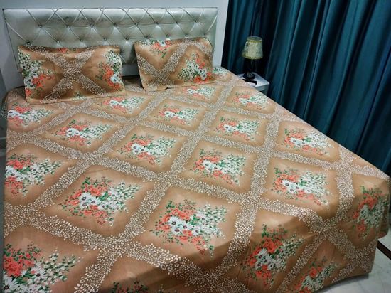 Picture of S K Mani Prints Double Bed Sheet Light Brown