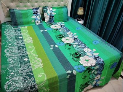 Picture of S K Mani Prints Double Bed Sheet Green"s Combo