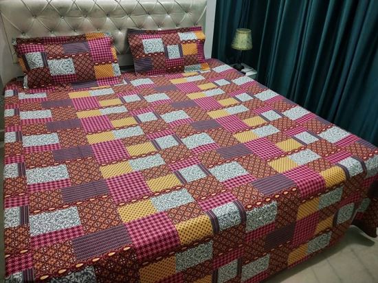 Picture of S K Mani Prints Double Bed Sheet Multicolor 9