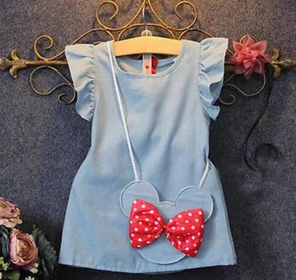 Picture of One pc dress with bag for kids