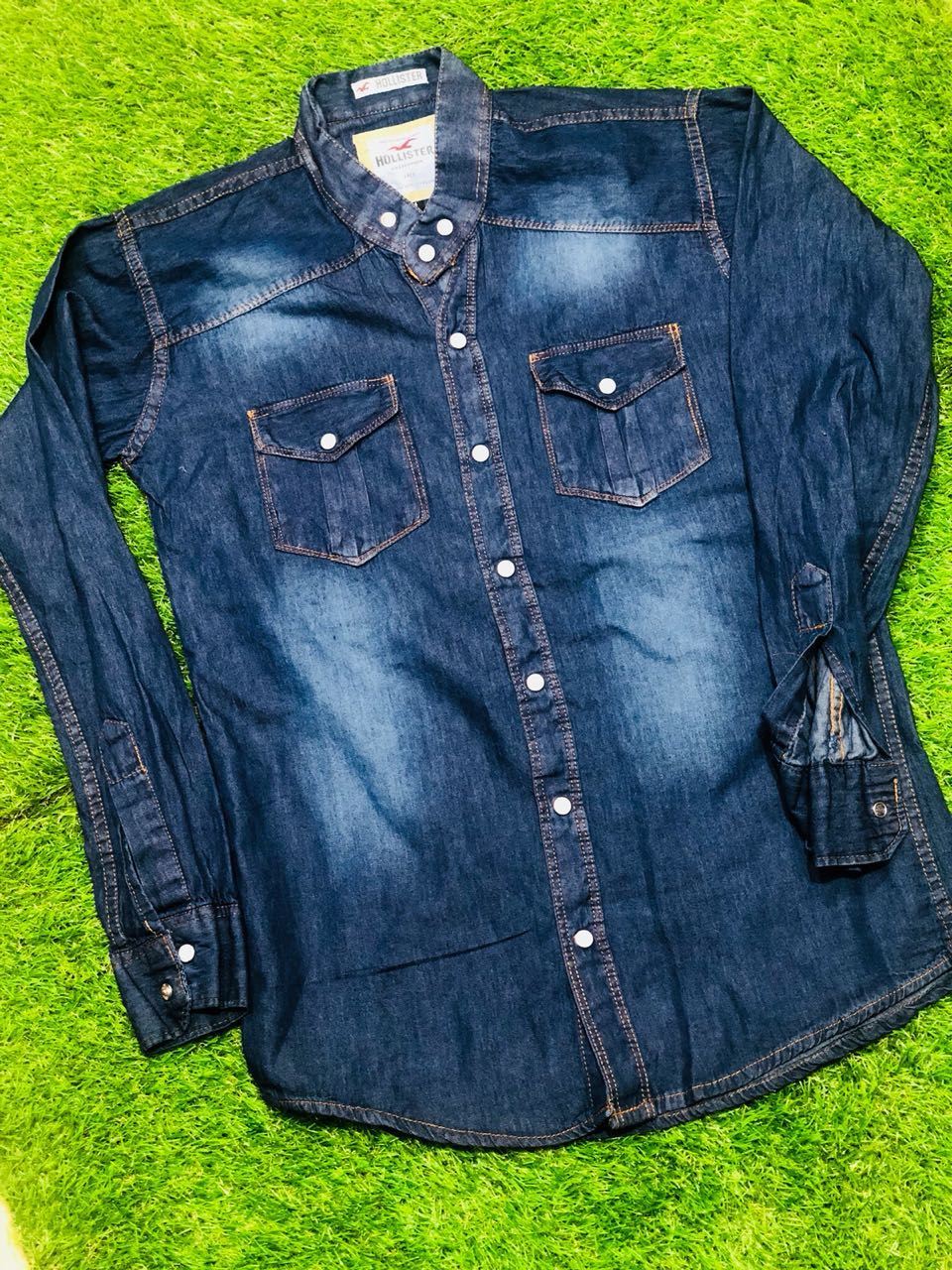 hollister denim shirt