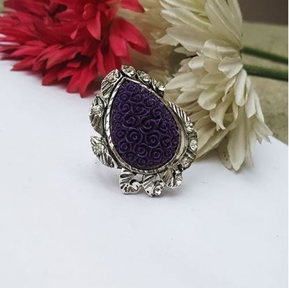 Picture of PURPLE STUDDED PETAL RING Festivefeel