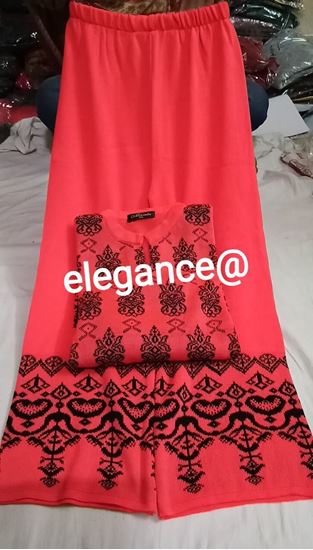 Picture of vihan light red woollen plazo and kurti