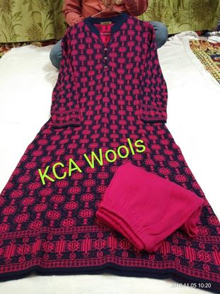 Picture of vihan@ pink and blue colour pure wool soft knitting kurti