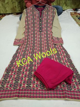 Picture of vihan@ pink and multi colour pure wool soft knitting kurtis