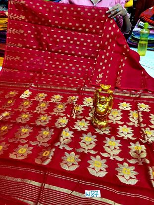 Picture of vihan soft dhakai dark red colour sari