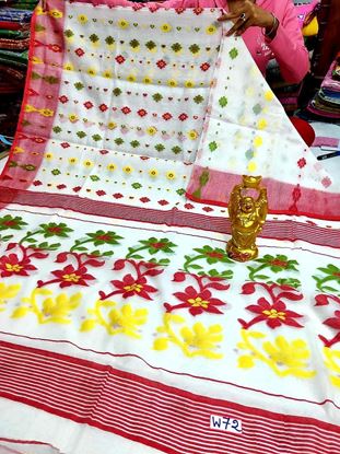 Picture of vihan soft dhakai white color sari