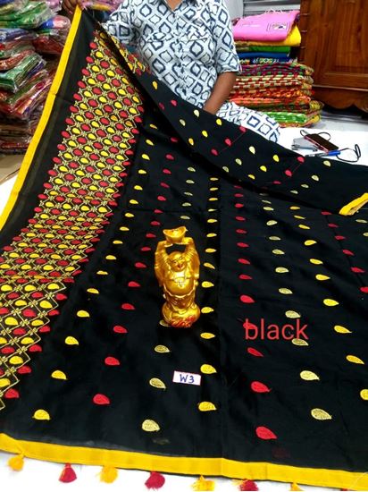 Picture of vihan@ handloom jamdani thread nd zari work black sari