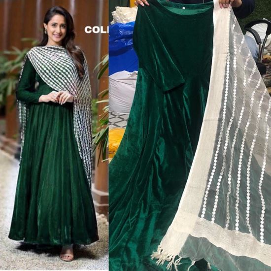 floor touch dress with dupatta