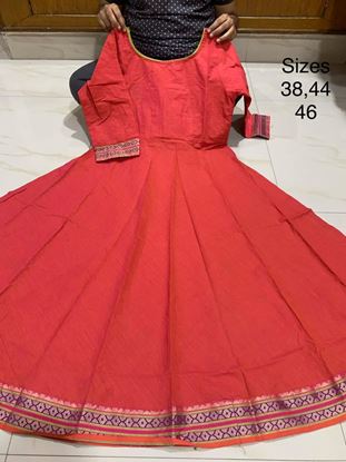 Picture of Vihan Mangalagiri Pure Cotton Frocks with Zari borders #1