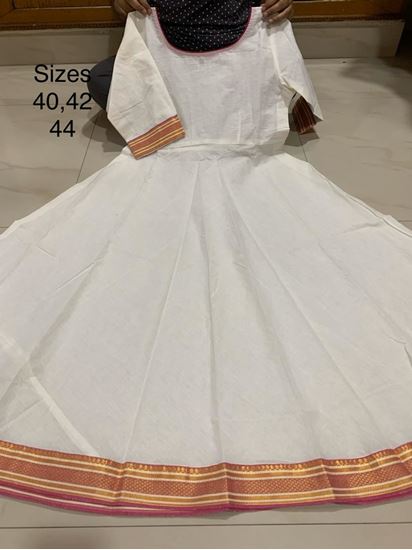 Picture of Vihan Mangalagiri Pure Cotton Frocks with Zari borders #2