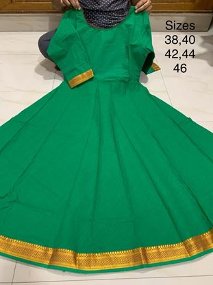 Picture of Vihan Mangalagiri Pure Cotton Frocks with Zari borders #4