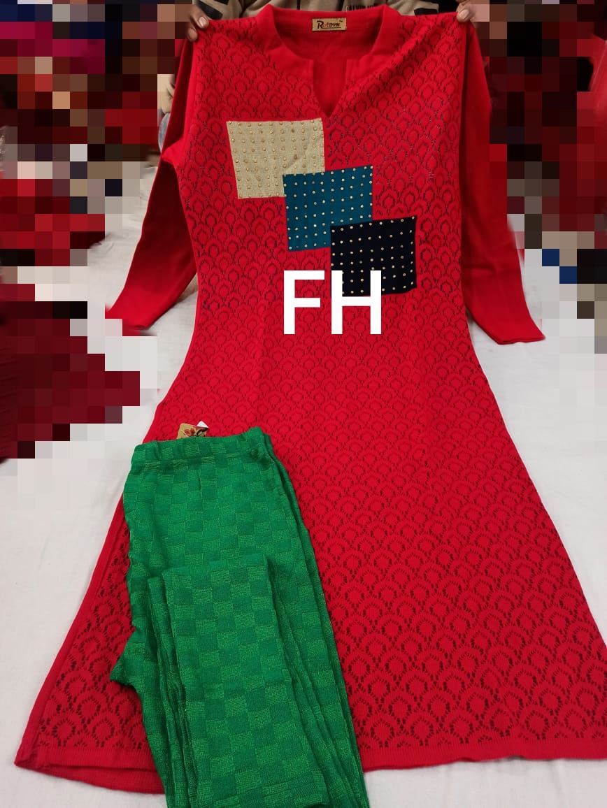 women's winter woolen kurti plazo set, frock kurti with palazzo free size  upto xl