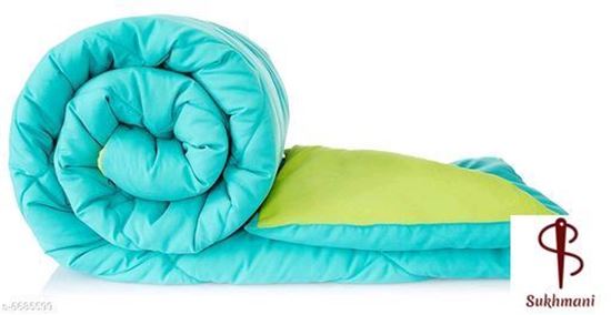 Picture of Solimo Microfiber Reversible Comforter, Single (Aqua Blue & Olive Green, 200 GSM)