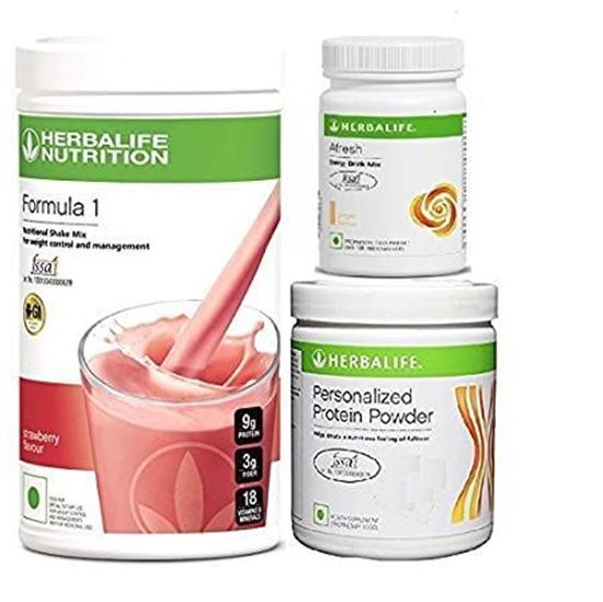 Picture of Herbalife Formula 1(Strawberry) + Personalized Protein Powder(200gm)+Afresh(Ginger)