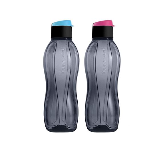 Picture of Tupperware Aquasafe Xtreme Plastic Bottle, 1L, Set of 2, Black, Blue, Pink