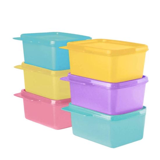 Picture of Tupperware 11155971 Plastic Refrigerator Container - 500ml, 6 Pcs, Green, Purple, Pink, Blue, Yellow