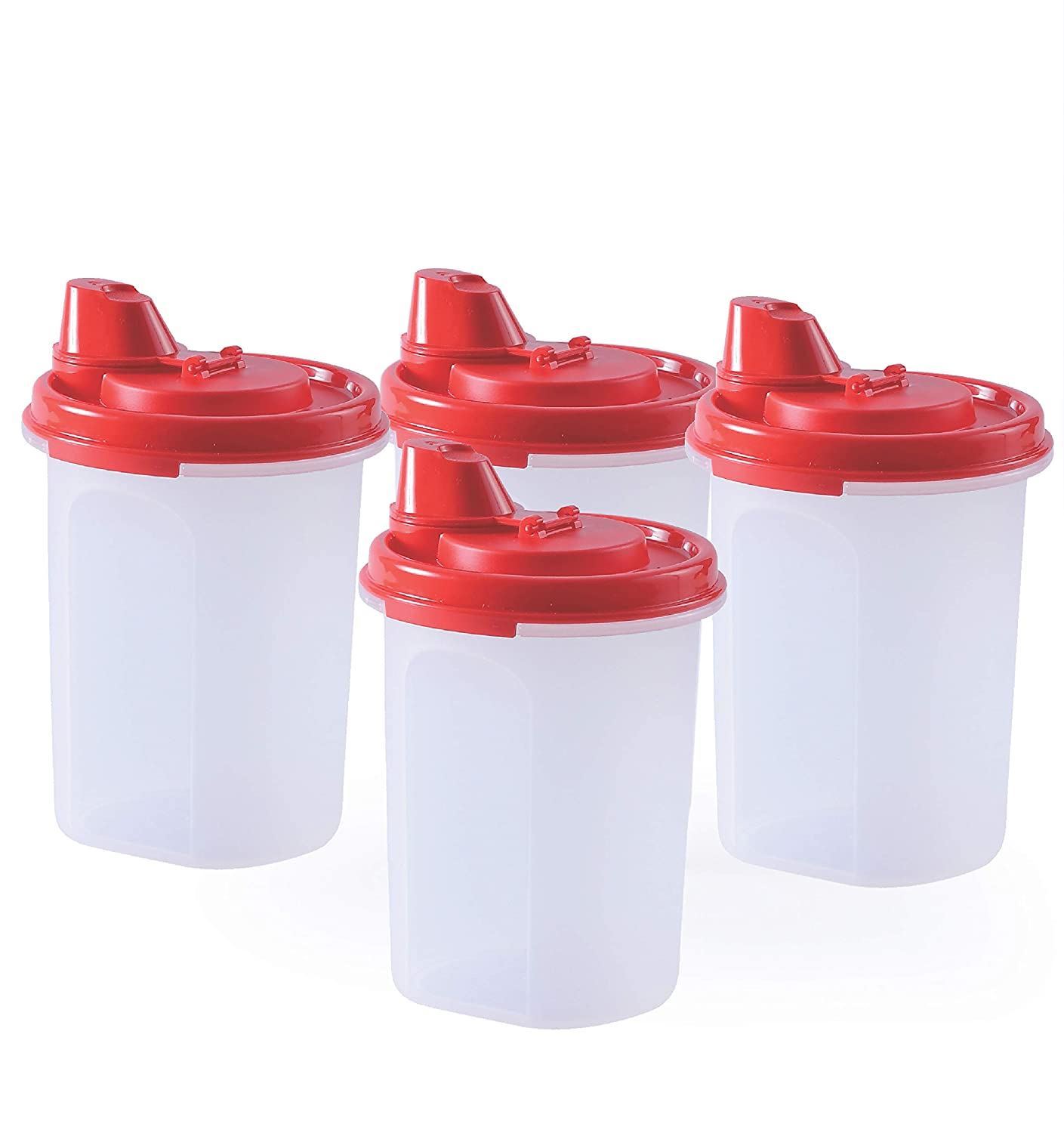 Alfa Store. Tupperware Plastic Oil Dispenser, 440ml, Set of 4, Red