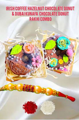 Picture of Irish Coffee & Kunafa Pista Chocolate Donut + Rakhi combo