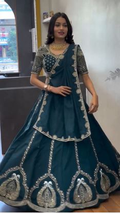 Picture of 👗💌 Launching New Festival Lehenga Choli👗💌 Teal Green