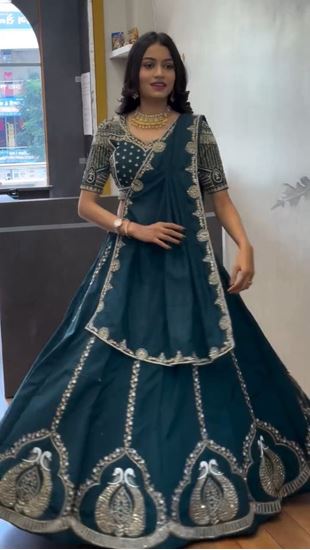 Picture of 👗💌 Launching New Festival Lehenga Choli👗💌 Teal Green