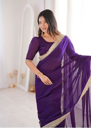 Picture of 🪡Beautiful Bollywood Designer Soft  Saree Collection Presenting - Wine