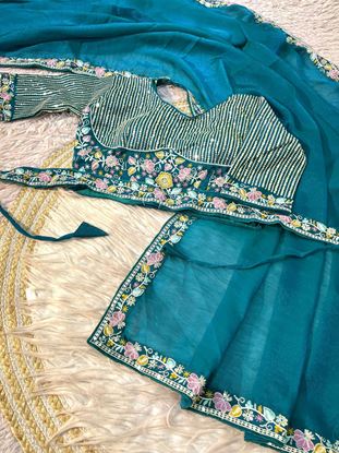 Picture of 🌸 New latest collection in designer stiched blouse concept 🌸 Teal Blue