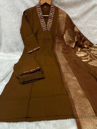 Picture of 👗 Premium Viscose Mango Silk Kurti with elegant embroidery sequins & hand work