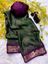 Picture of BANDHEJ  Soft bleck dola silk sarees  with pen kalamkari design  Green