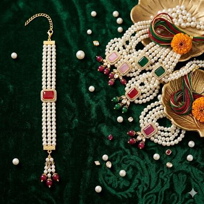 Picture of Precious Stone Pearl Rakhi 🌹💚