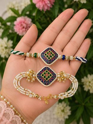 Picture of Diamond Meenakari Pearl Rakhi 💎🌺